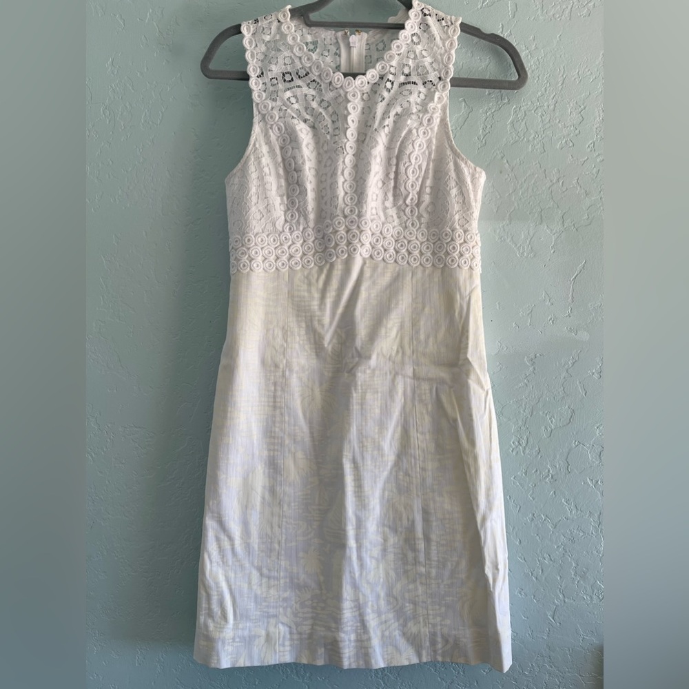 Lilly Pulitzer White Lace Dress with Glowy Sailboat Scene